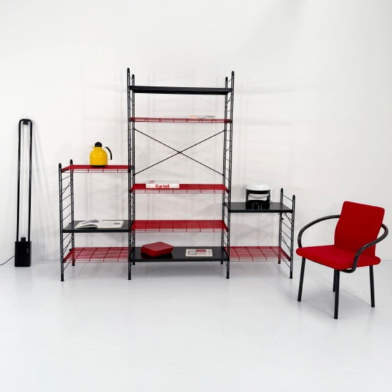 Image 1 of Postmodern Black & Red Modular Bookshelf in Metal, 1980s