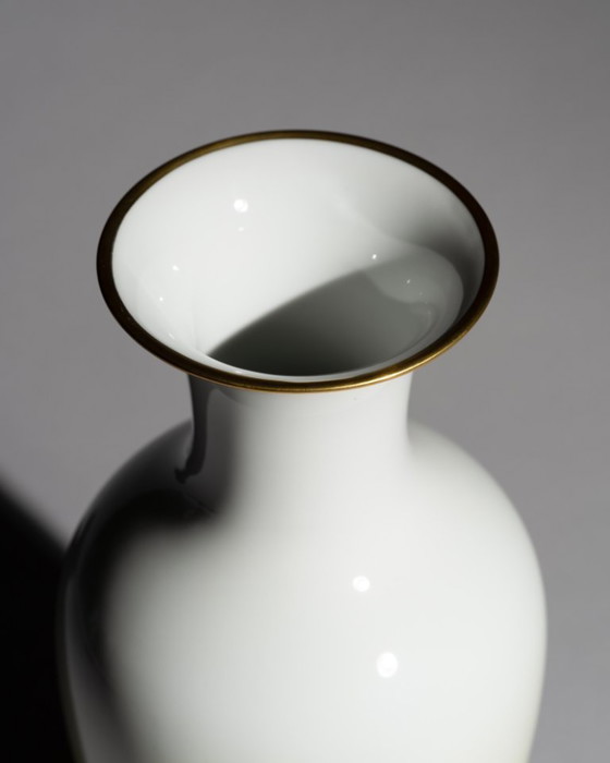 Image 1 of Rosenthal Selb-Plößberg H34.5cm Porcelain Vase Gold Rim & Yellow Gradient Décor