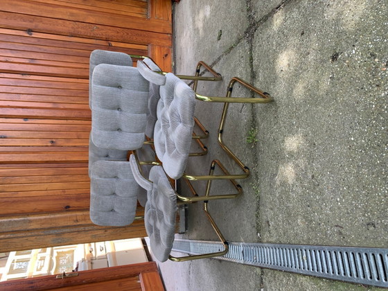 Vintage Italian Dining Chairs in Brass, 1970s, Set of 4, Dining set, Mid Century Modern (photo 8 of 14)