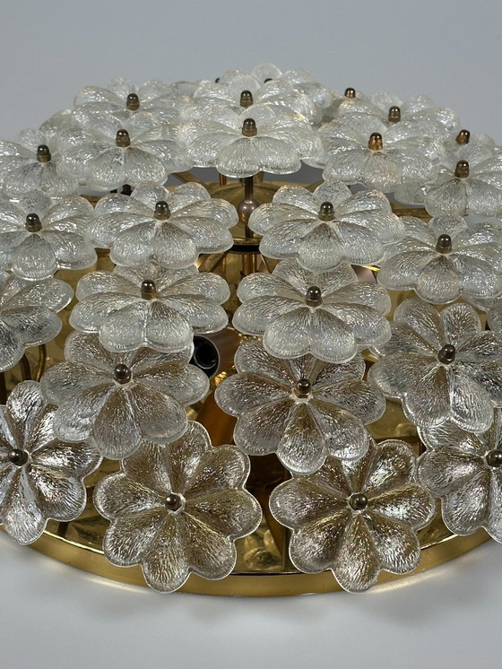 Image 1 of Lampada da soffitto Plafoniere anni '60-'70 Ernst Palme in ottone e vetro Germania