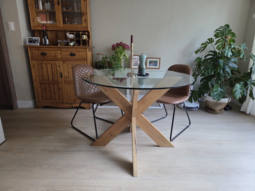 Hout en Glas Eettafel