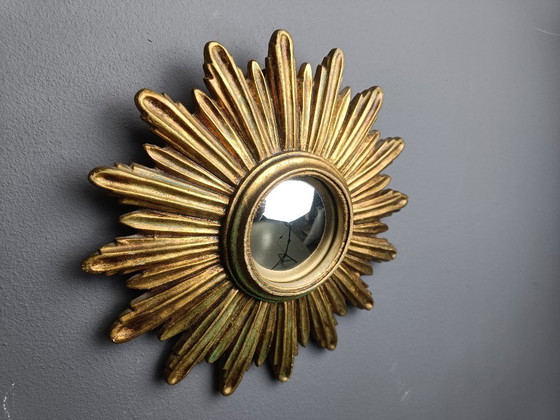 Image 1 of Goldener Spiegel mit Sonnenschliff, 1960er Jahre