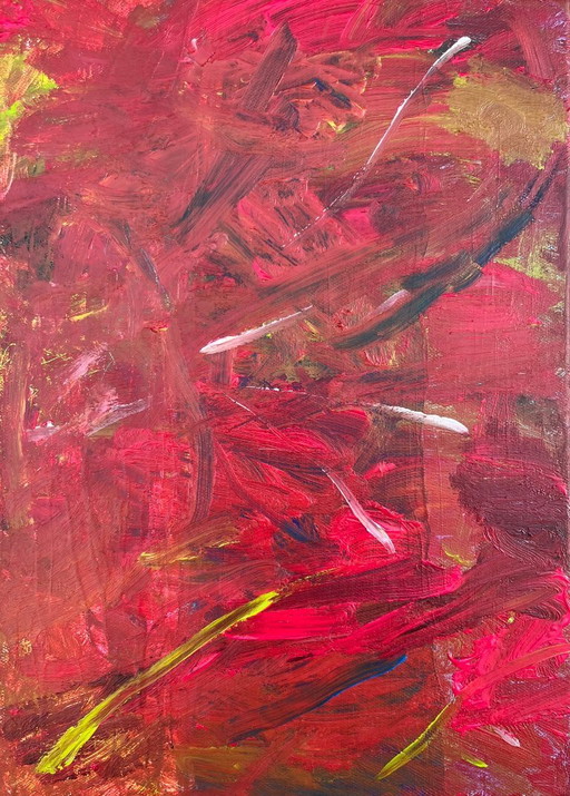 Tableau d’artiste acrylique abstrait sur châssis entoilé 46x33cm. 