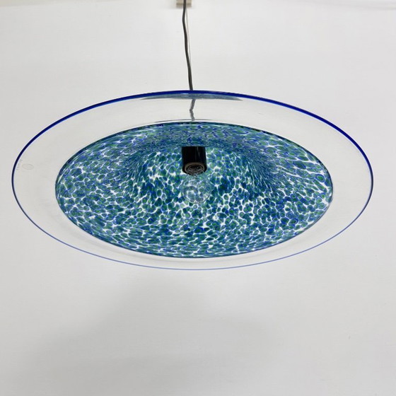 Image 1 of Lampada a sospensione in vetro di Murano blu Neverrino di Gae Aulenti per Vistosi Italia, anni '70