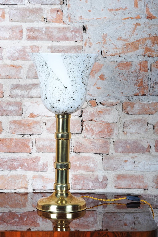 Restored Art Deco Table Lamp, Brass, Glass, New Electrification, Czech, 1940s – tafellampen (photo 2 of 8)
