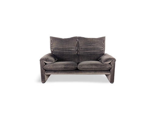 Cassina Maralunga tweezitsbank Vico Magistretti corduroy grijze bank