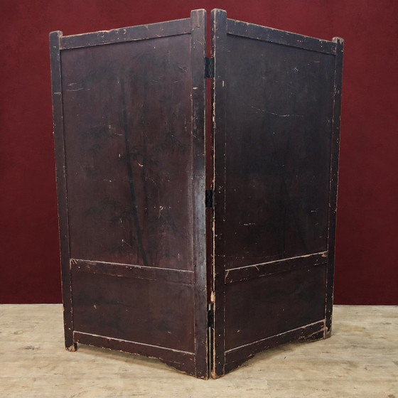 Vintage Rood Chinees Kamerscherm (Traditioneel Landschap Tempels) Oosters / Bohemian Paravent (photo 13 of 15)