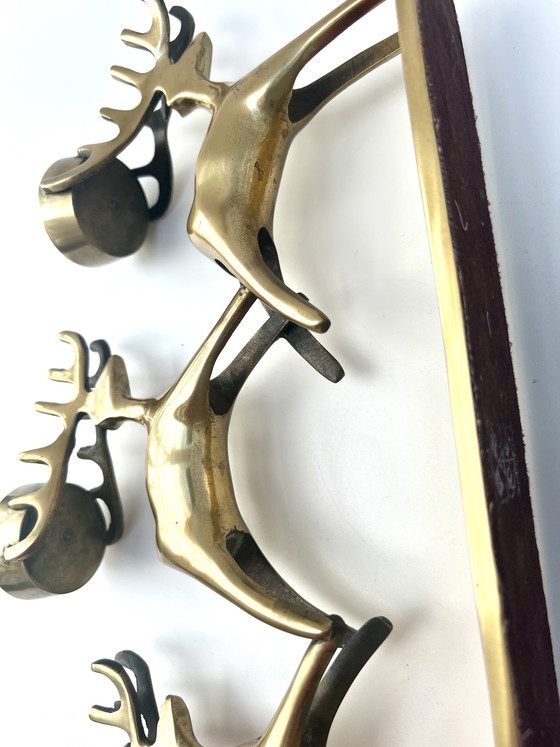 Image 1 of Vintage messing kandelaar met hertmotief – Deens design D&C – Mid-century