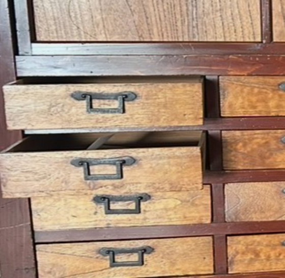 Image 1 of Unieke Antieke Japanse Apothekerskast (Meiji +/- 1880) Met Certificaat Van Echtheid