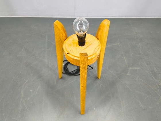 Image 1 of Sculpturale vloerlamp uit het midden van de 20e eeuw met glazen kap, jaren 70