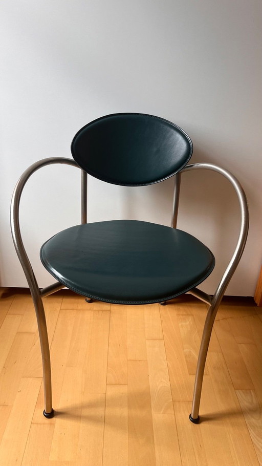 6 x Effezeta “Grillo” fauteuils – Postmodern design uit de jaren 80 – eetkamerstoelen, Leather
