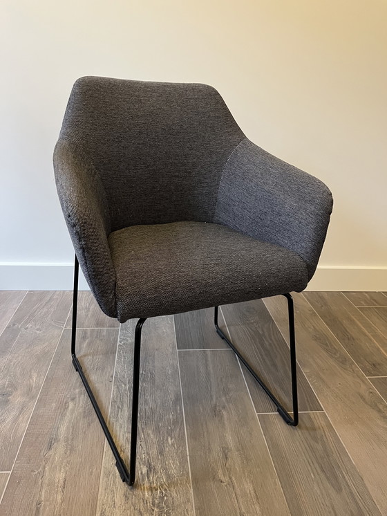 Image 1 of Stoel metaal zwart met donkergrijs blad