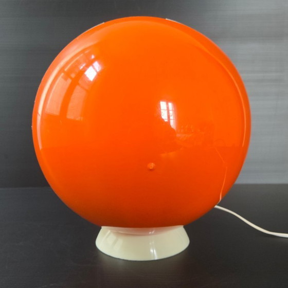 Image 1 of PAIRE DE LAMPES VINTAGE 1960 SPACE AGE PLASTIQUE ORANGE & BLANC 60S ANNEES 60