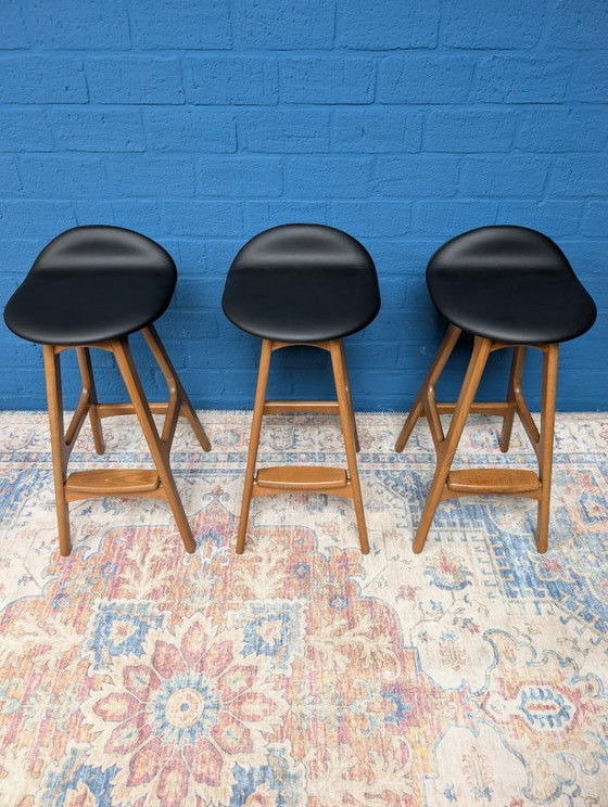 Image 1 of 3x Retro OD61 bar stools, Erik Buch, Hammel Møbelfabrik