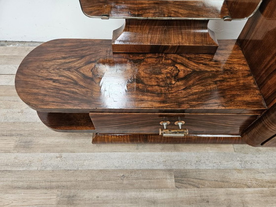 Art Déco kaptafel van notenhout met spiegel, Italiaans design, jaren 1940 – Consoles, Wood (photo 4 of 17)