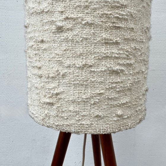 Image 1 of Lámpara de pie de mediados de siglo - trípode - teca - pantalla crema