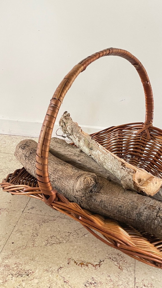 Image 1 of Vintage Rattan Log Basket