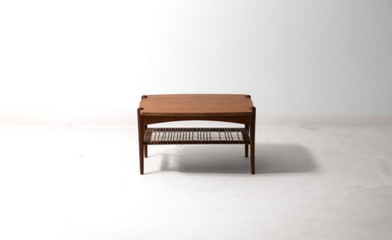Table basse vintage en teck avec cannage, années 1960 – Louis van Teeffelen, Tables basses, Bois (photo 5 of 15)