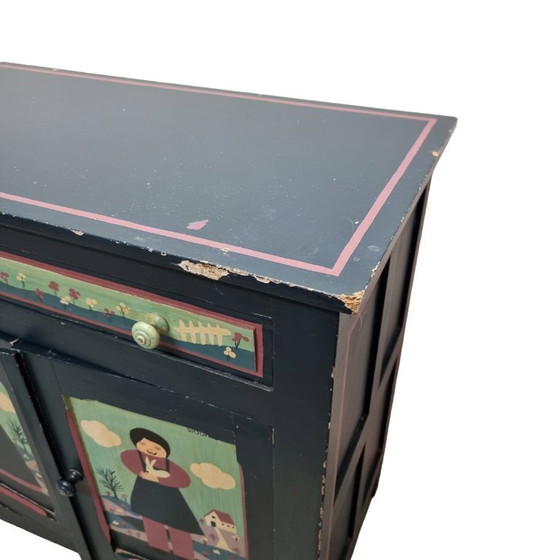 Image 1 of Mid-century green wooden cabinet