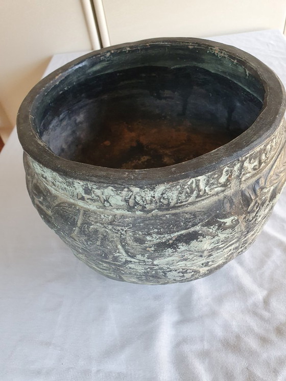 Vaso / Vasi per piante asiatico vintage con decorazione a rilievo – Ceramica (photo 3 of 5)