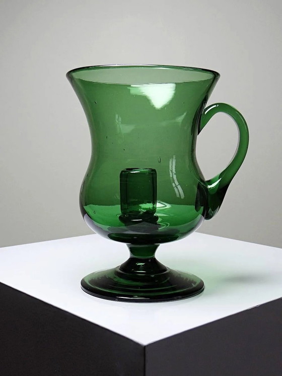 Grande lanterne vintage en verre soufflé vert, années 1960-70. – Bougeoirs et chandeliers, Cristal (photo 5 of 14)