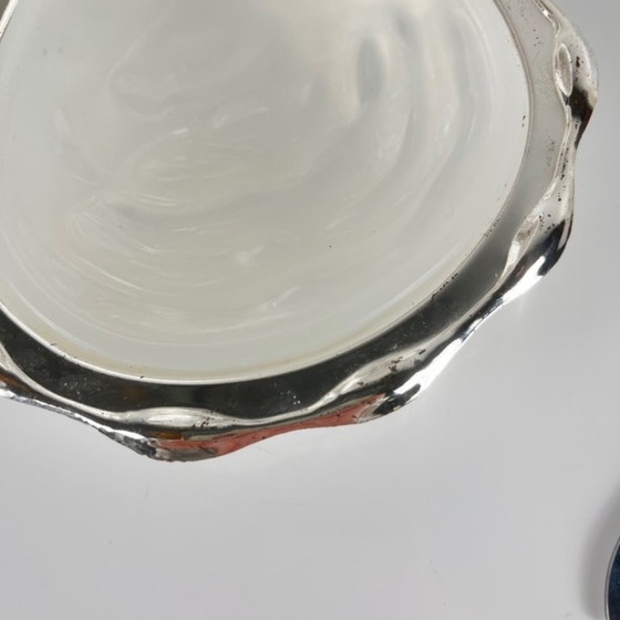 Image 1 of Beurrier vintage en métal "Huitre" et insert en verre, 1970