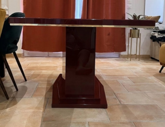 Vintage Dining Table Bordeaux Eric Maville – Wood, Brass (photo 5 of 7)