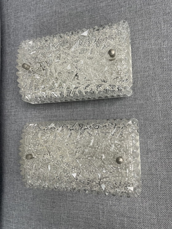 Image 1 of 2 vintage BUR wandlampen ijsglas kristal