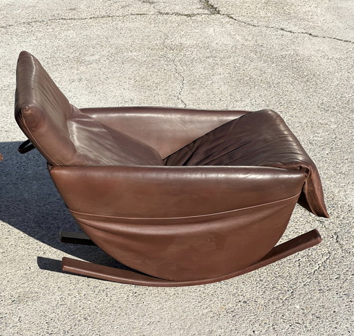 De Sede rocking chair, Swiss 1970 in Brown Leather