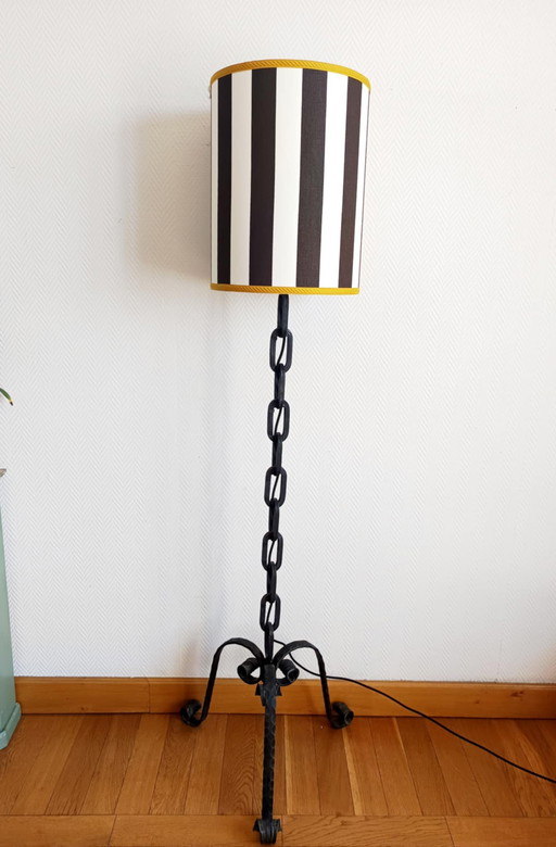 Brutalist wrought-iron floor lamp, Franz West style