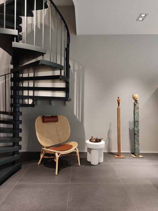 NORR11 - Nomad Lounge Chair - Hyldahl/Hansen - Leer/Weens riet, als nieuw