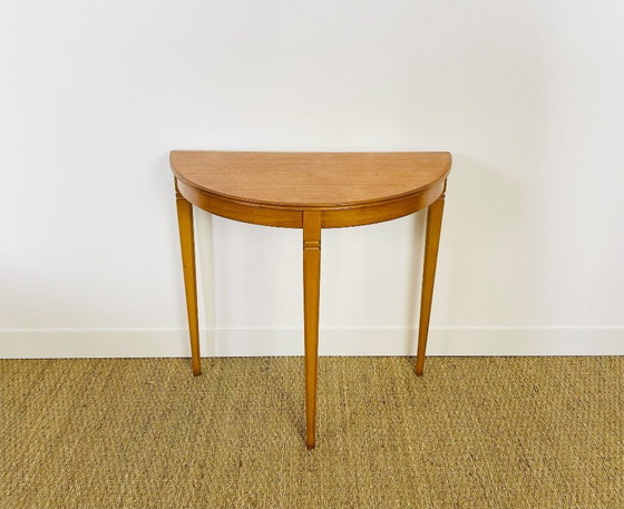 Image 1 of Table console demi-lune vintage en teck par Legate Furniture, 1970