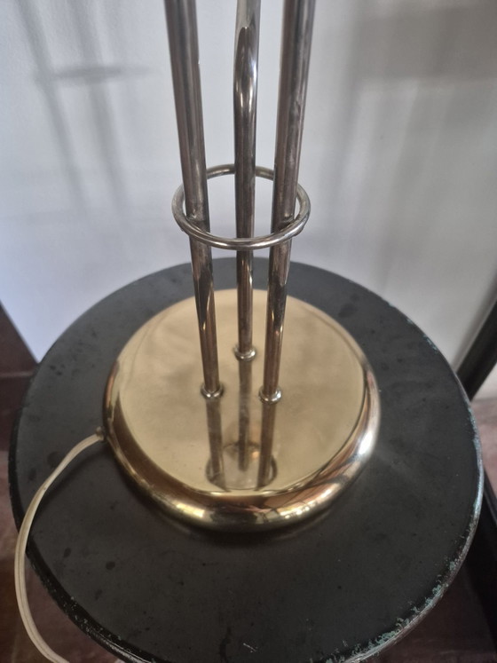 Exclusive Vintage Hollywood Regency Brass & Faceted Glass Table Lamp (3-light), Gold (photo 4 of 6)