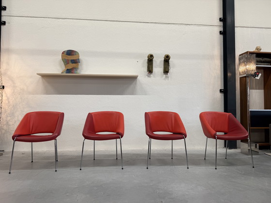 Image 1 of 4 Leolux Mobius Dining Room Chairs Red Leather