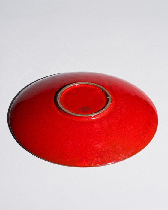 Image 1 of Melitta Ceracron Sculpturale Rode Keramische Opladerkom Wandbord Duitsland jaren 70 WGP