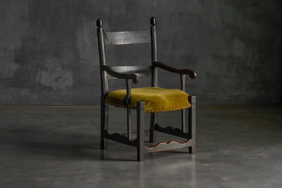 Image 1 of Rustic Folk Art Armchair, France, 19th Century