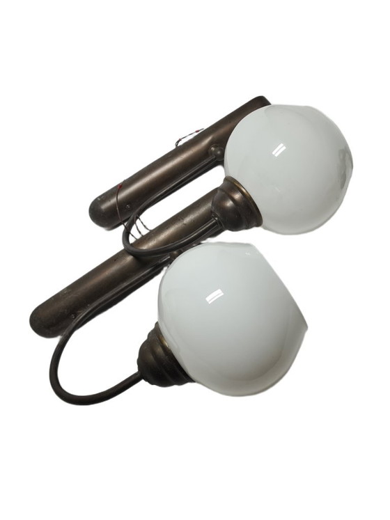 Art Deco wandlamp, Polen, jaren 1950, set van 2 – Wandlampen, Glass, Metal (photo 4 of 8)