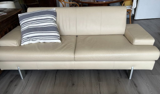 Two Rolf Benz AK 644 Sofas Plus Ottoman (Beige) – modulaire banken, Leather (photo 2 of 6)