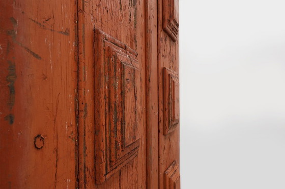 Image 1 of Grandes portes de monastère du 17e siècle en chêne laqué à la terre cuite, Portugal