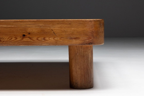 Image 1 of Brutalist Pine Low Coffee Table, France, 1960s