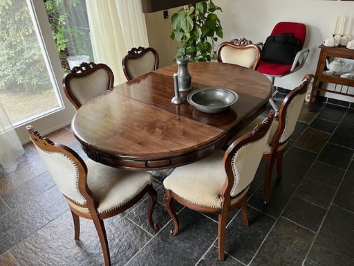 Tavolino Biedermeier con 6 sedie Biedermeier