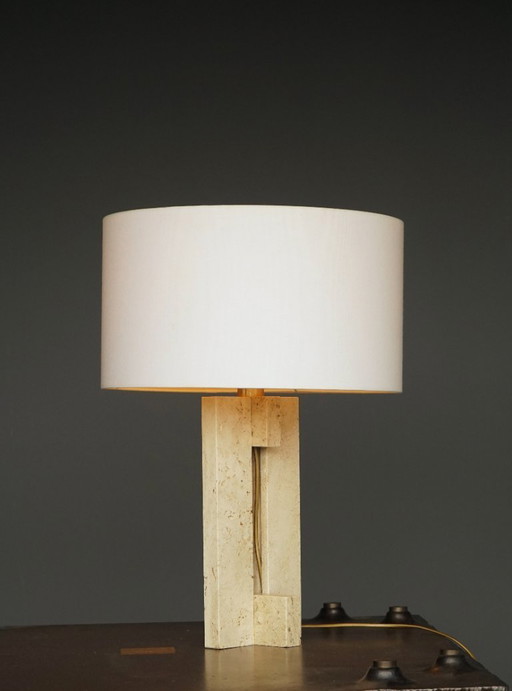 Mid-Century Table Lamp in Travertine, Italy, 1970s