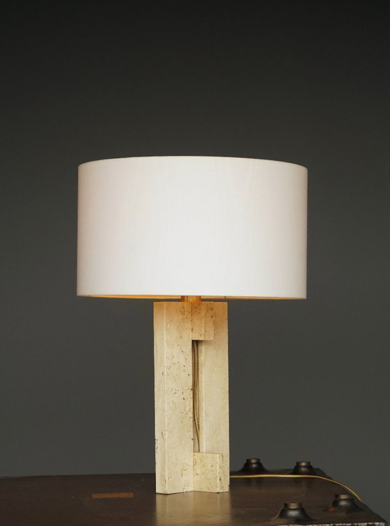 Image 1 of Mid-Century Table Lamp in Travertine, Italy, 1970s