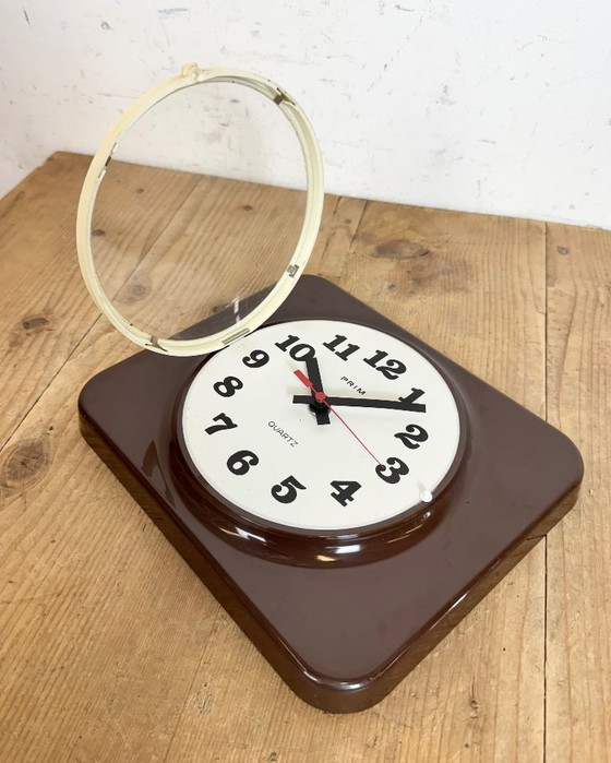 Image 1 of Vintage Brown Plastic Wall Clock from Prim, 1970s