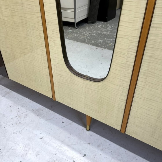 Vintage Midcentury 5-door wardrobe hanging shelving disassemblable, Other, Beige (photo 6 of 15)