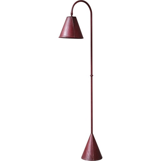 Spaanse vloerlamp van leer uit Mid Century, Valenti, 1970