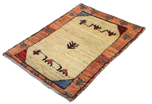 Original Perserteppich Gabbeh Ghashghai Orientteppich 107 cm x 78 cm Alt Natur