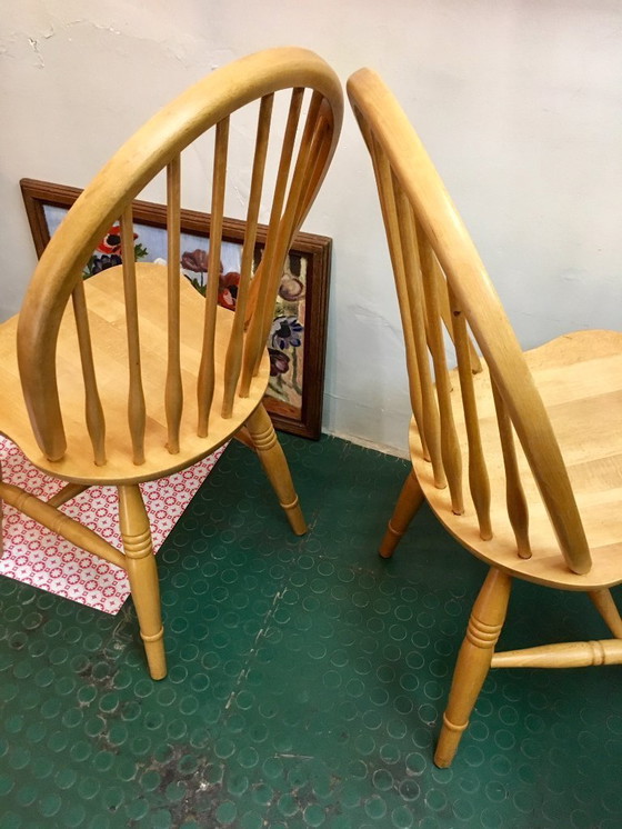 Image 1 of Pair of Windsor chairs, vintage beechwood