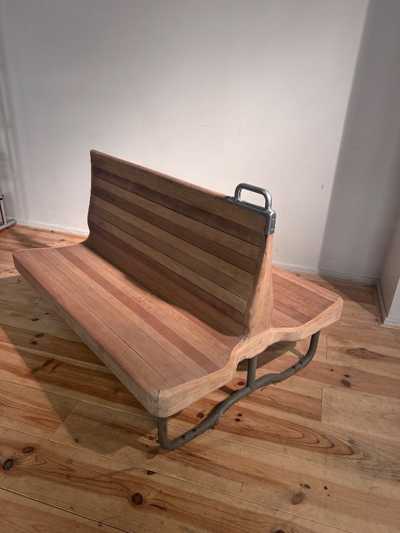 Image 1 of Vintage mid-century train bench