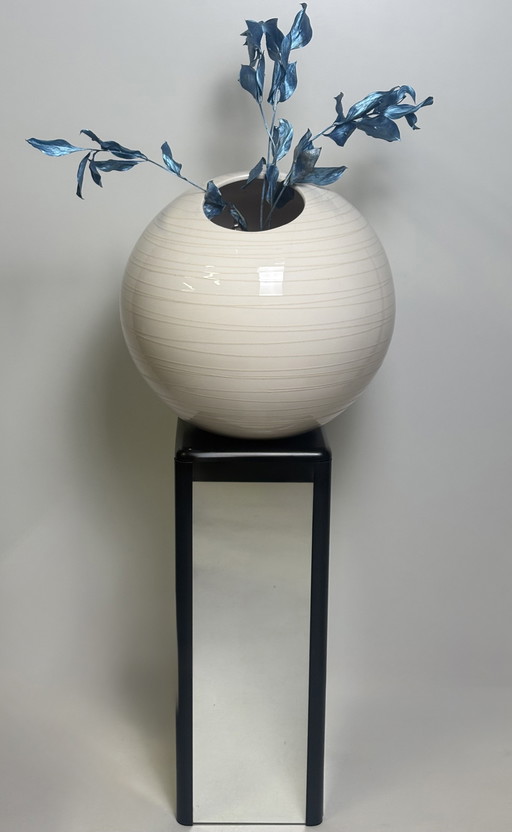 Ikea design large ceramic round floor spherical vase sand cream